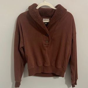 small half button up sweater!!! 🤎